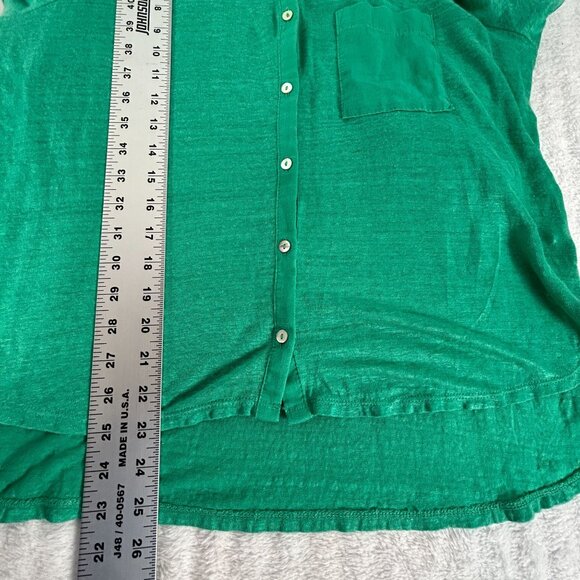 Sigrid Olsen Womens Green Linen Long Sleeve Button-Up Shirt Medium Casual Pocket - Picture 7 of 7